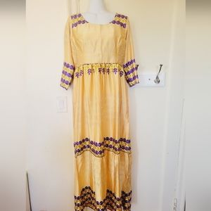 Embroidered and Embellished Dubai Silk Maxi Dress Evening Gown